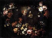 unknow artist Garland of Flowers with St Anthony of Padua